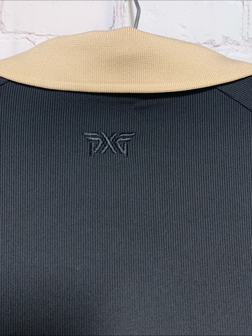 PXG Black Polo Shirt Tan Contrast Collar Looks New Size XL - Picture 5 of 6